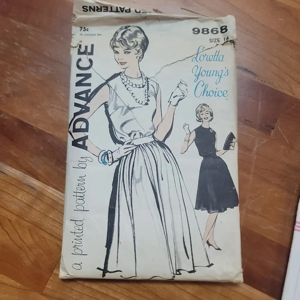 Loretta Youngs 9868 Size 14 dress Vintage Sewing Pattern Unused 50s 60s 70s